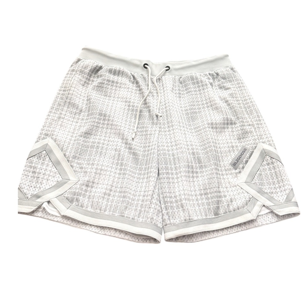 Legends Luka Mesh Basketball Shorts Mens Large White Plaid Athletic Gym zz11